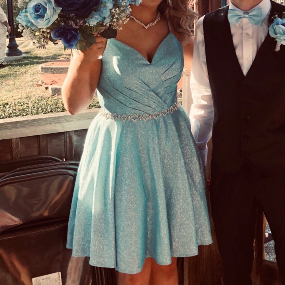 Light blue homecoming dress with sparkles